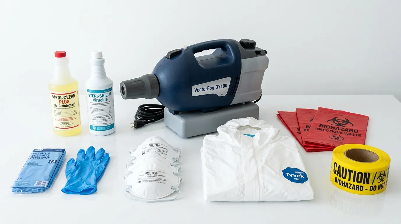 Professional biohazard remediation crew working in Plainedge